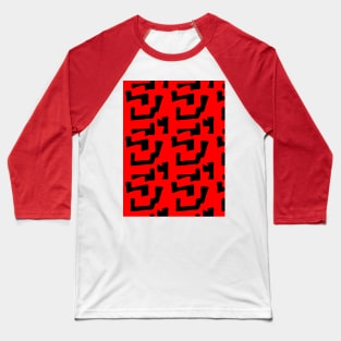 Bright red background with black abstraction Baseball T-Shirt